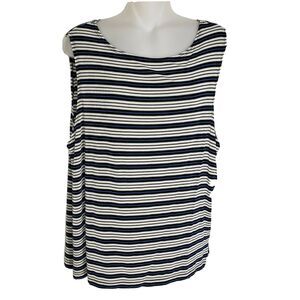 Citiknits Womens Tank Top Large Slinky Striped Sleeveless Travel Knit Multicolor
